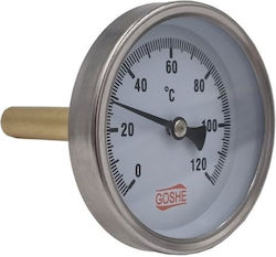Bimetal Axial Thermometer 63mm 0-120°c 1/2" L-70
