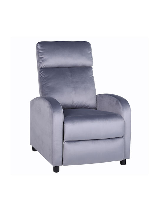 Tureis Πολυθρόνα Relax Βελούδινη Γκρι 68x86x99cm