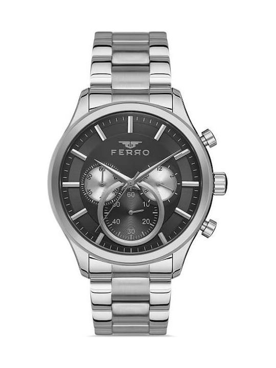 Ferro Men's Watch Chronograph Battery with Silver Metal Bracelet