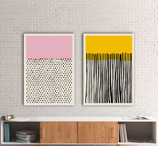 Canvas Painting Abstract Lines Twofold Offer Twofold 60x40cm 2 Pieces 30x40cm