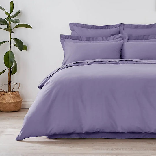 My Home Luxury Duvet Cover Set Cotton Single with Pillowcase 160x240 Purple