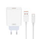 XO Încărcător cu Port USB-A și Cablu USB-C 120W Quick Charge 3.0 Albς (L164)