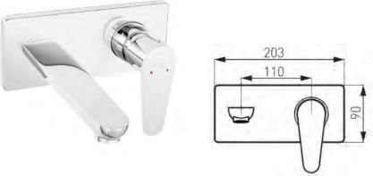 Built-In Faucet for Bathroom Sink Spout 22cm Ferro Built-In Faucet for Bathroom Sink Spout 22cm Ferro