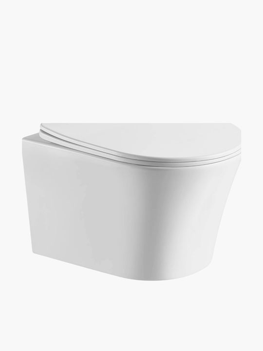 Biojet Wandhängende Toilette Randlos mit Spülung mit Schlank Deckel Duroplast Weiße Biojet Wandhängende Toilette Randlos mit Spülung mit Schlank Deckel Duroplast Weiße