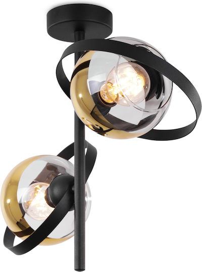 Light Home Πλαφονιέρα Οροφής Μαύρη με Ντουί E27