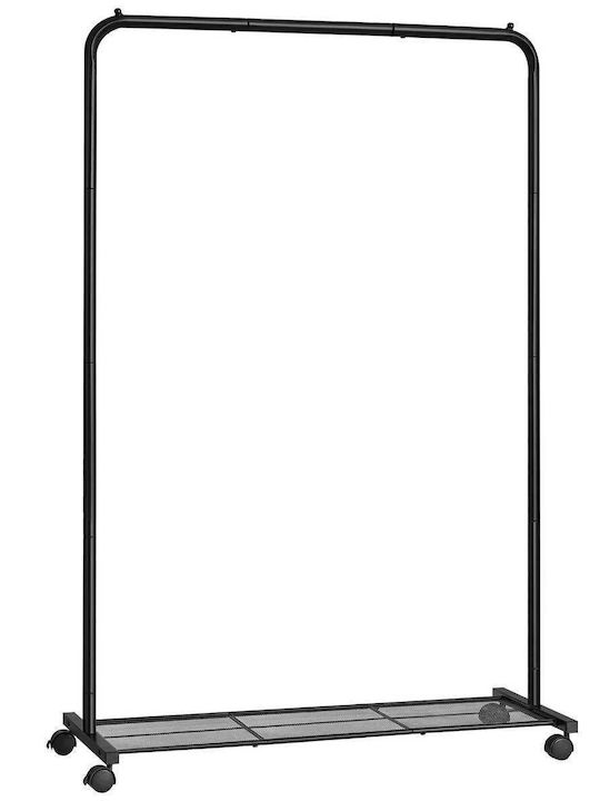Wheeled Floor Garment Rack made of Metal Black