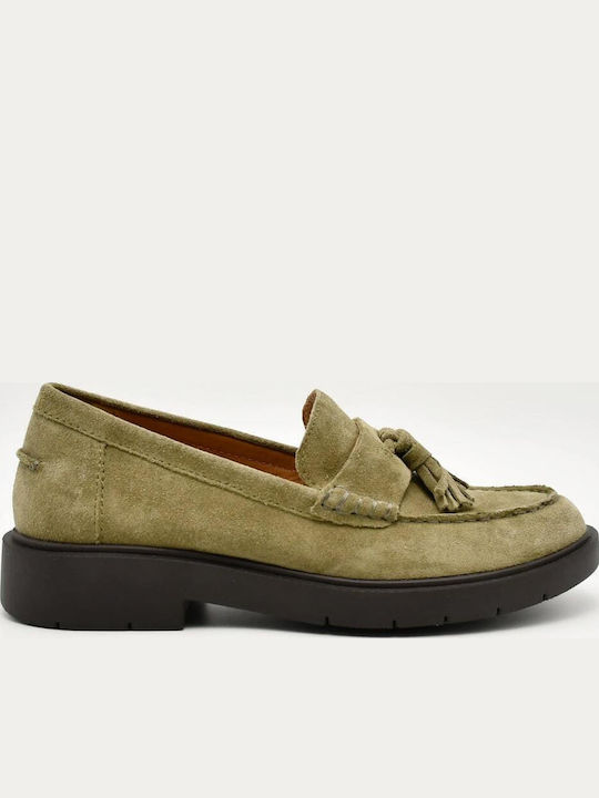 D Spherica Ec1 Leather Women's Loafers in Green Color