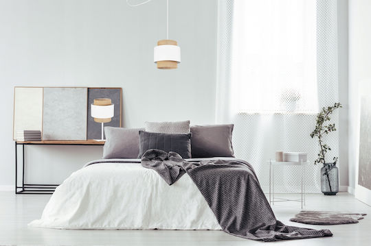 Light Home Metal Lampă de masă pentru Soclu E27 cu Abajur Alb și Bază