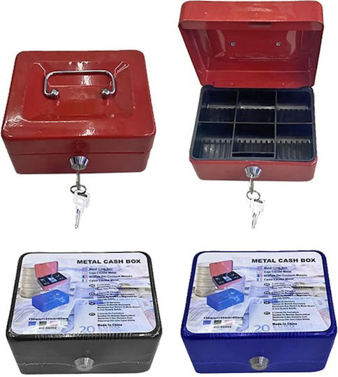 Cutie de Bani Portabilă Metalică Încuietoare Mâner de Transport 125×95×60mm Roșie 1238-19