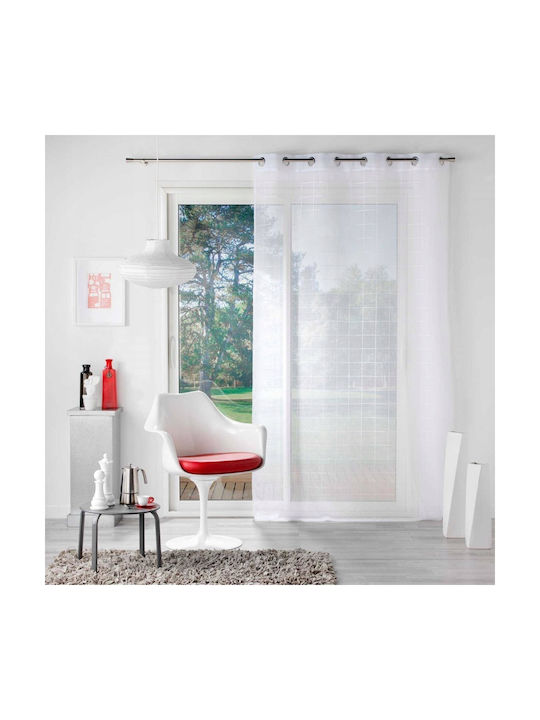 Living Room Curtain Douceur D`interieur Rings Fantasy Square Pattern 140 X 240 Cm