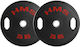 HMS Set of Plates Olympic Type Rubber 2 x 25kg Φ50mm with Handles