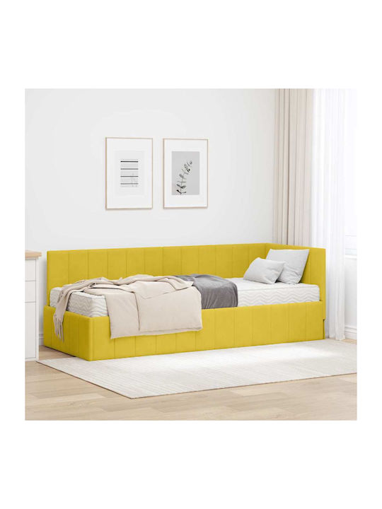 Einzelbett Mit Samt Gelb Mit Lattenrost & Matra...