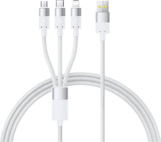 Baseus Starspeed USB to Lightning / Type-C / micro USB 1.5m 5A Cable White (P10319900211-00)
