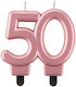 Number 50 Birthday Candle Metallic Pink-gold 8 Cm