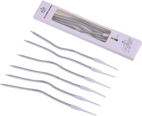 Twisted Silver Birthday Candles Cake 6 Pieces
