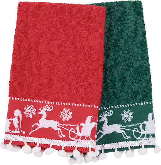 Das Home Christmas Set Ornamente de Crăciun Șervețele Verde L50xW30cm. 2buc