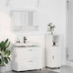 vidaXL Waschtisch mit Waschbecken, Spiegel & Säule L76.5xB35xH64cm White