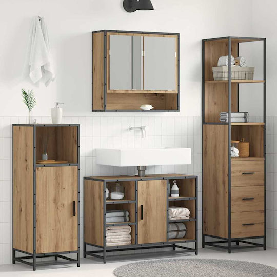 vidaXL Badezimmer-Säulenschrank Boden Eiche