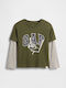 Kinderhemd Langarm Army Jacket Green Graphic