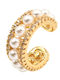 Обица Ear Cuff Перли Зиркон Pearl Cuff Злато