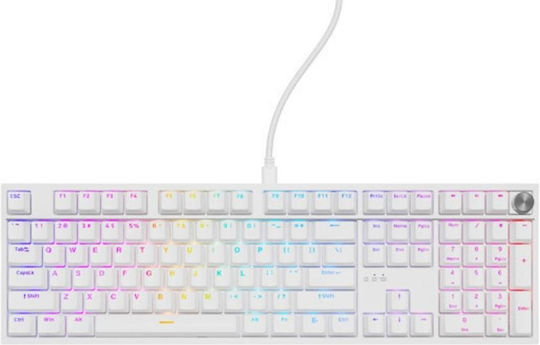 Genesis Thor 404 Gaming Mechanical Keyboard with Outemu Peach Silent switches and RGB lighting (English US) White