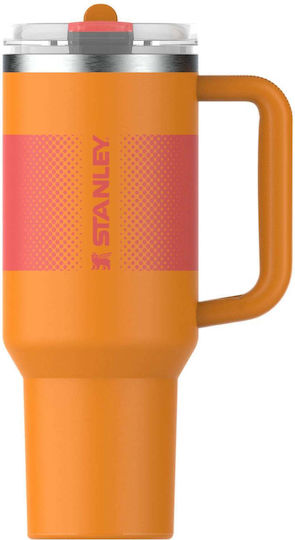 Stanley Flip Handled Tumbler Thermos Stainless Steel 1.18lt Golden Rod Fade with Straw and Handle