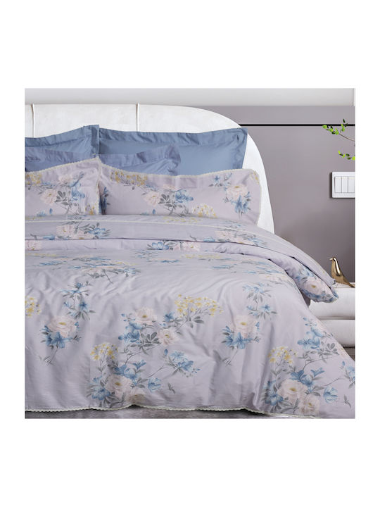 Das Home Πάπλωμα Υπέρδιπλο με Γέμιση Hollowfiber 220x240εκ. Prestige 1710 Grey, Lilac