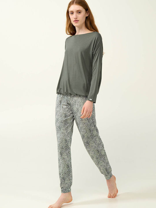 Vamp Winter Damen Pyjama-Set Green Sage