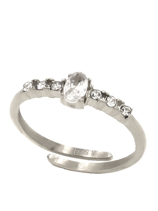 Women's Stainless Steel Zircon Ring Awear Alison Silver