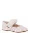 Kids Patent Leather Ballerinas with Hoop & Loop Closure Beige