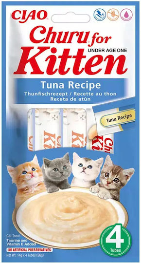 Inaba Ciao Churu Kitten Treats Puree Tuna 4 X 14g