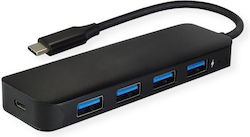 Value Usb 3.2 Gen 1-c To 4 X Usb-a Hub Black Value 14.99.5039