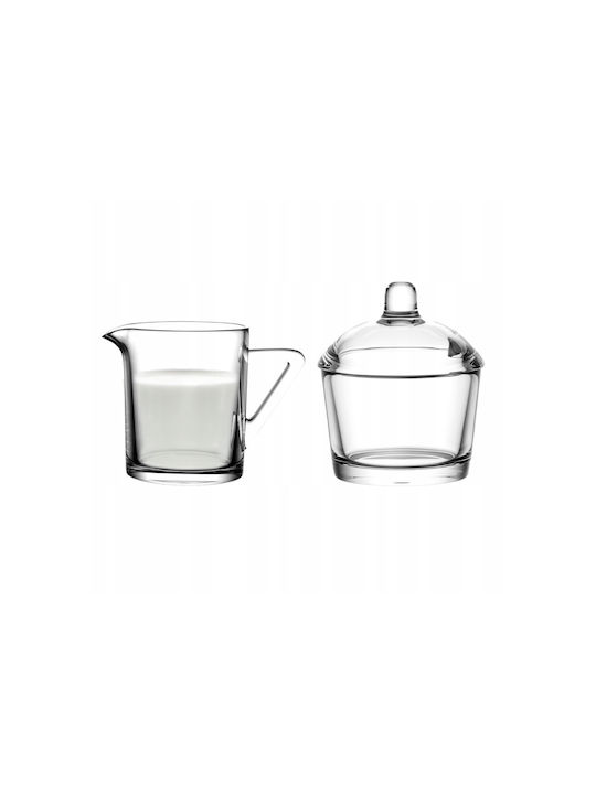 Altom Set Cană pentru lapte & Zaharniță de Servire Sticlă Transparent 1buc