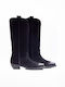 Wildleder Damenstiefel Cowboy Schwarz