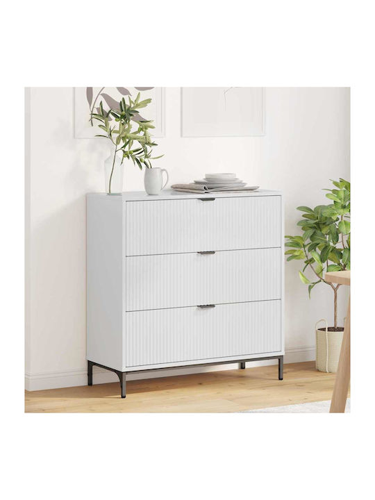 Wooden Chest of Drawers with 3 Drawers Glossy W...