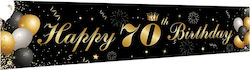Banner Garland 70th Birthday Hanging Decoration Black Gold 180x40 Cm