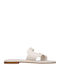 Leather Women's Flat Sandals in White Color