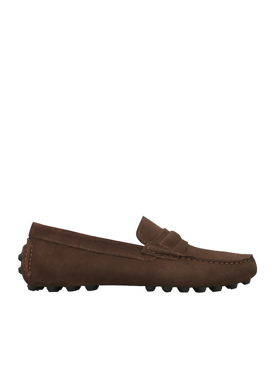 Kalogirou Men's Suede Loafers Brown