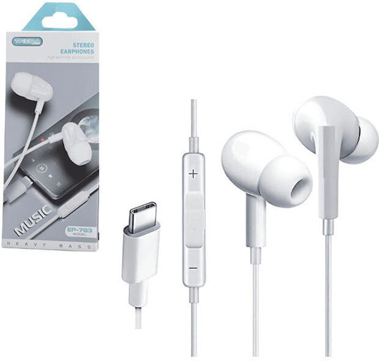 Treqa EP-783 In-ear Handsfree Headphones with Connector USB-C White