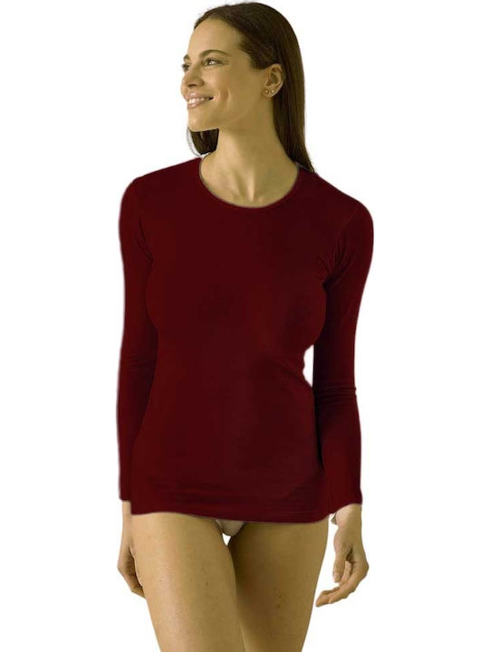 Jadea Women's Long Sleeve T-Shirt Burgundy
