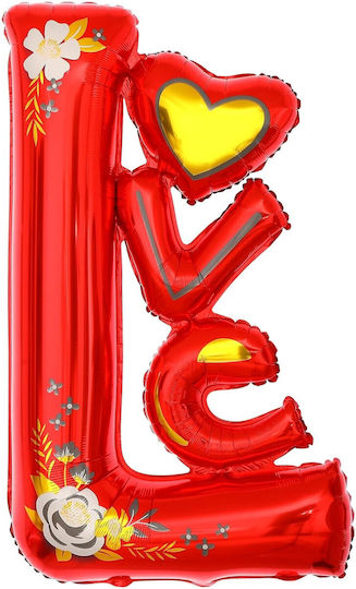 Baloane Metalizate Folie Flippy Figurină Model Dragoste Tematică Dragoste 110x64 Cm Ambalaj Individual Pai Inclus Umflare Aer Heliu Roșu