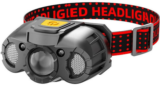 Rechargeable Headlamp LED IPX4 with Maximum Brightness 500lm Gray