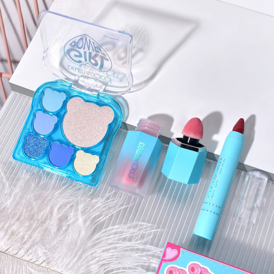 Makeup Set 3 Products Kevin Coco Ice Blue Bear 6 Colours 15.5 X 13 X 3.4 Cm