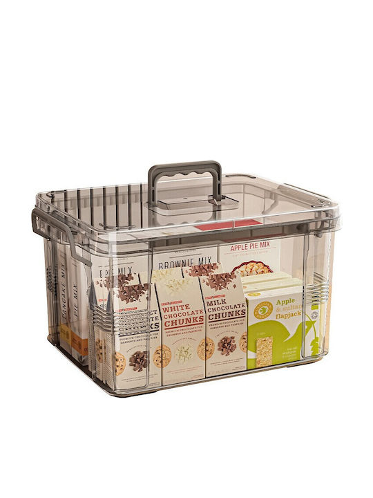Plastik Aufbewahrungsbox mit Räder und Deckel Transparent 31.5x23x19cm