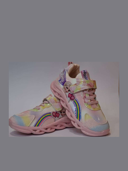 Παιδικά Sneakers με Σκρατς & Φωτάκια Ροζ