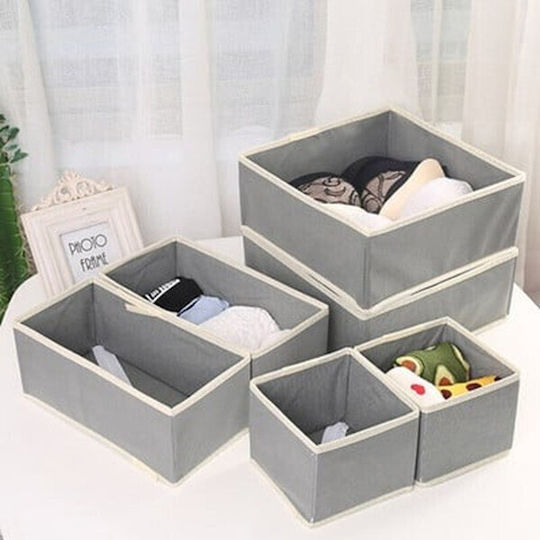material textil Organizator de sertare pentru Șosete / Lenjerie intimă / Legături în Culoare Gri 6buc