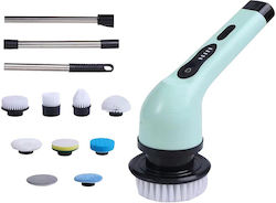 Electric Cleaning Brush Flippy Tiles Bathroom Kitchen 25x20x9.5 Cm 9 Heads Detachable Telescopic Handle 84-127cm Usb-type C Charging 360 Degree Rotation 3000 Mah Color Green