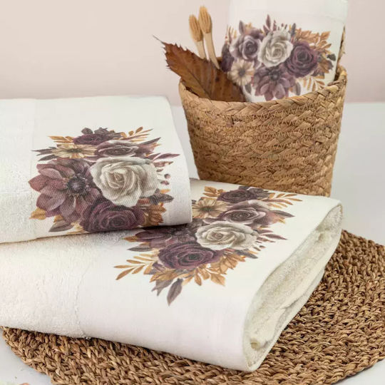 Borea Set De Prosoape De Baie 3 Buc Gerbera Ecru