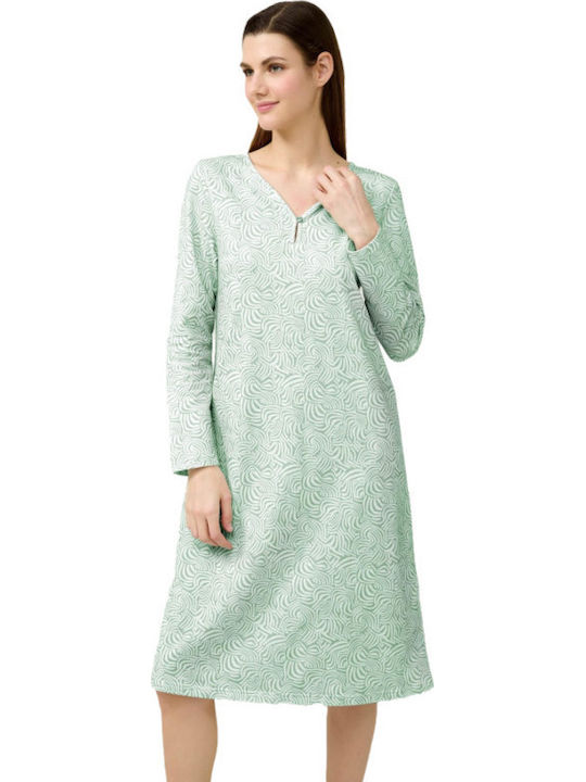 Vamp Зимна Дамска Нощница Green Frosty