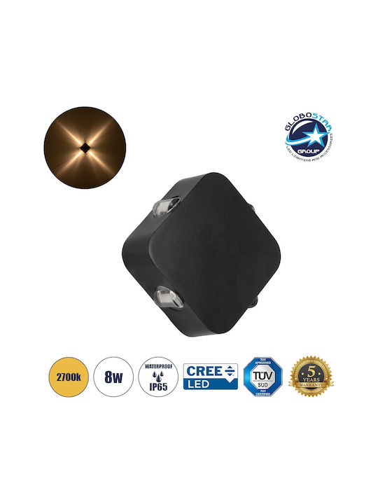 GloboStar Wall-Mounted Outdoor Lighting LED IP65 8W with Warm White Light 13.5x4.5x13.5cm